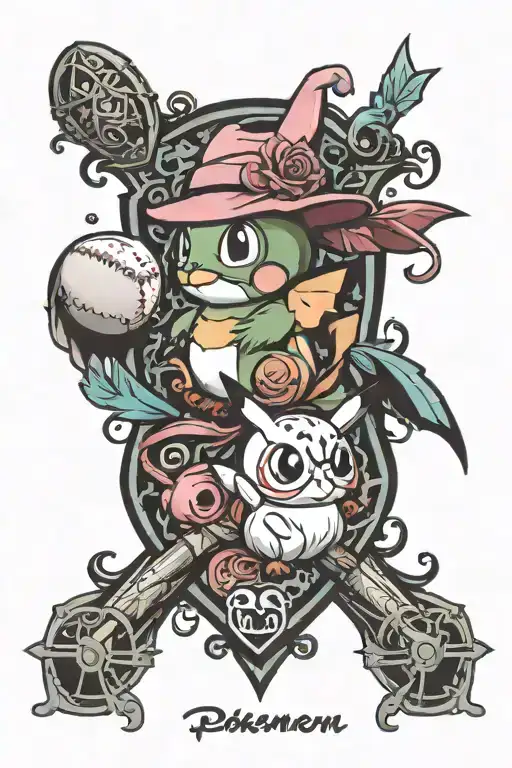 pokemon Disney princess baseball and Harry Potter   tattoo design idea