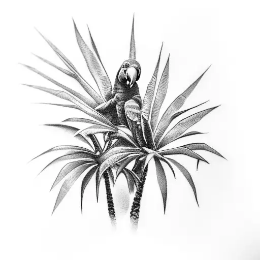 Palm Tree parrots  tattoo design idea