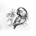 Palm Tree parrots  tattoo design idea
