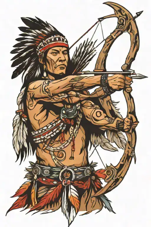 Native american shooting arrow tattoo design idea