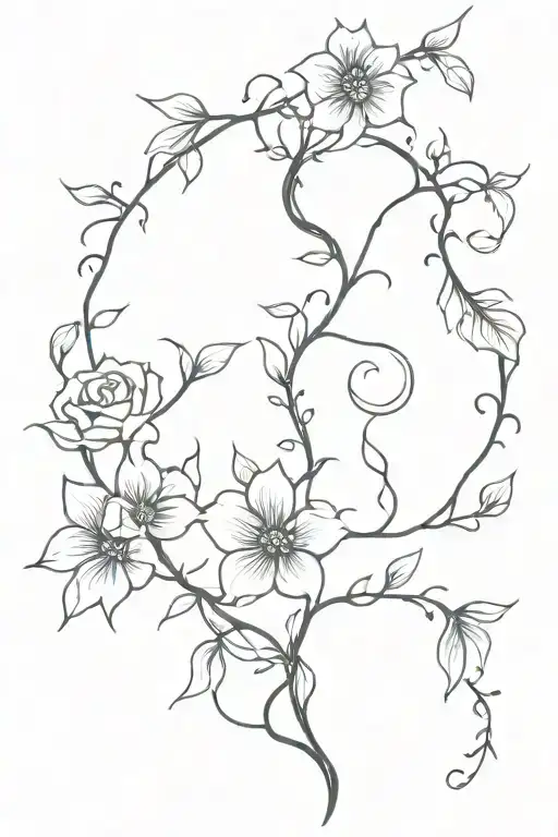 spinal tattoo design with vines and flowers tattoo design idea