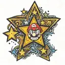 mario star with stars around it tattoo design idea