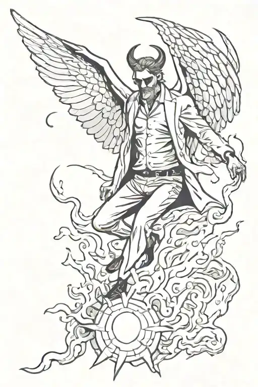 lucifer falling tattoo design idea