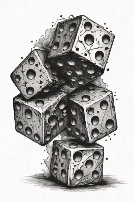 broken dices tattoo design idea