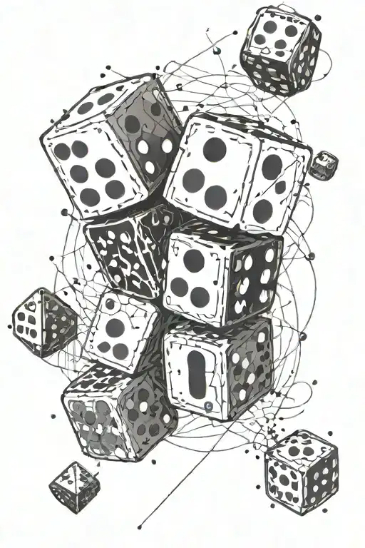 dices surrounded by dots and lines  tattoo design idea