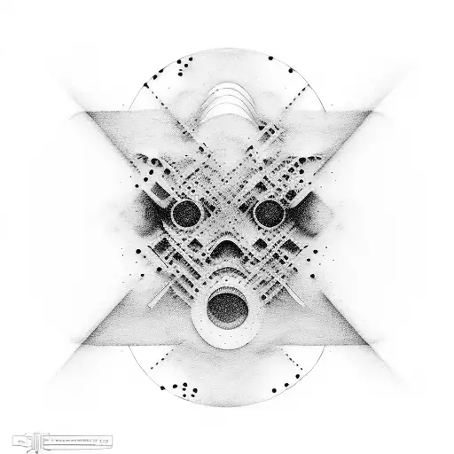 An abstract representation of bipolar disorder through music waves and DJ equipment tattoo design idea