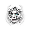 portrait half good half evil tattoo design idea