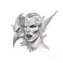 portrait half good half evil tattoo design idea