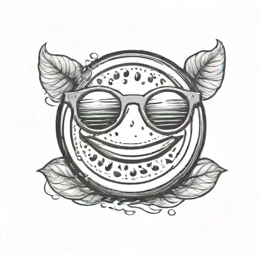 Watermelon smiling with sunglasses  on but no slices tattoo design idea