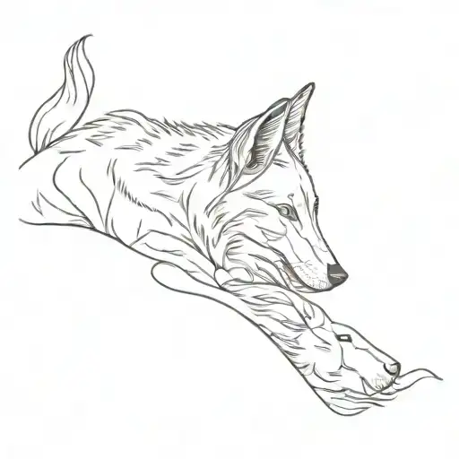 wolf and rabbit lounging tattoo design idea