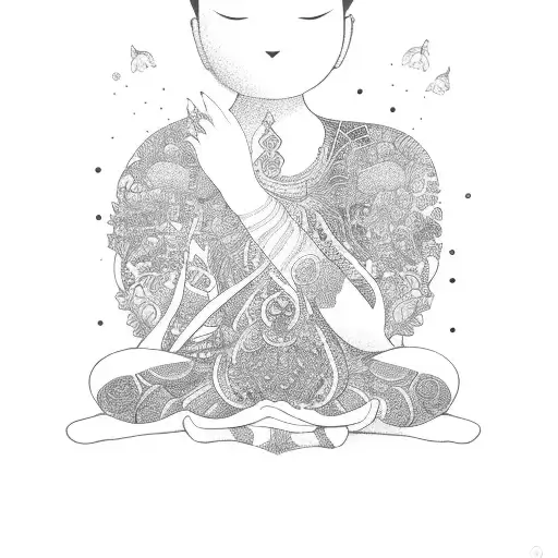 A philosopher sitting under a Bali tree, lost in thought tattoo design idea