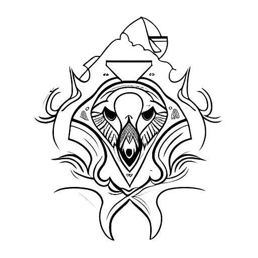 A minimalist tattoo of a majestic eagle soaring above a serene mountain landscape tattoo design idea