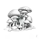 mushroom with frog tattoo design idea