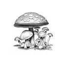 mushroom with frog tattoo design idea
