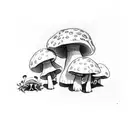 mushroom with frog tattoo design idea