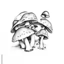 mushroom with frog tattoo design idea