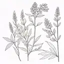 bouquet of lavender, lupin, and aster tattoo design idea