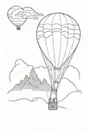 Pic d'Ossau with a hot air balloon in the bottomless sky tattoo design idea