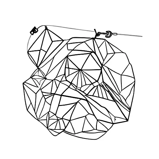 A climbing carabiner with a climber, a snowboarder, an alpinist and a paraglider tattoo design idea