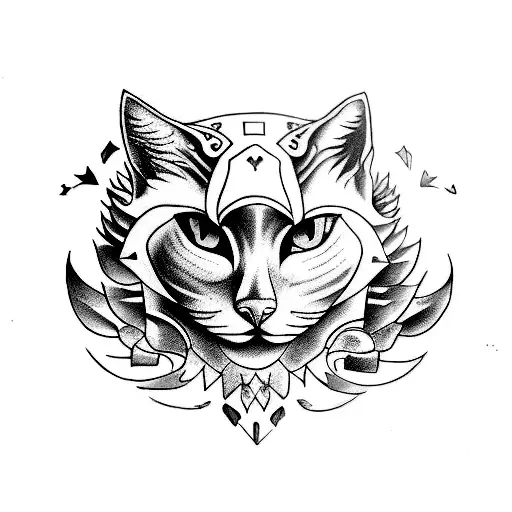 fusion de aguila, ave fenix, gato salvaje y hoja de laurel  tattoo design idea