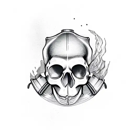 Firefighter equipment forming a skull tattoo design idea