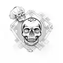 Skull wearing firefighter gear tattoo design idea