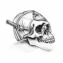 Skull wearing firefighter gear tattoo design idea