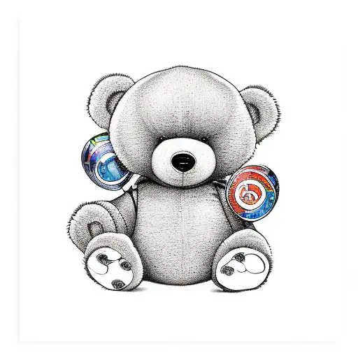 hip hop teddy bear tattoo design idea