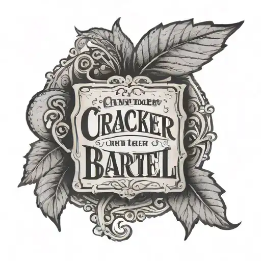 An intricate design of the Cracker Barrel logo in black-grey style tattoo design idea