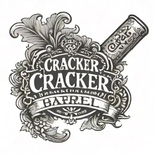 An intricate design of the Cracker Barrel logo in black-grey style - official logo tattoo design idea