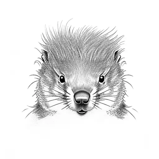 a bird a boy a groundhog and a dog are sitting at a table tattoo design idea