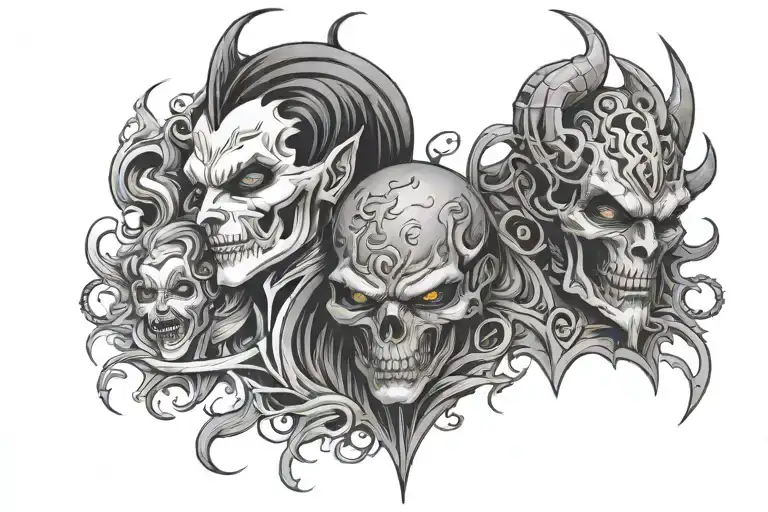 evil vs good tattoo design idea