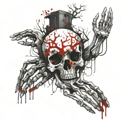 skeleton hands tree tattoo design idea