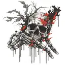 skeleton hands tree tattoo design idea