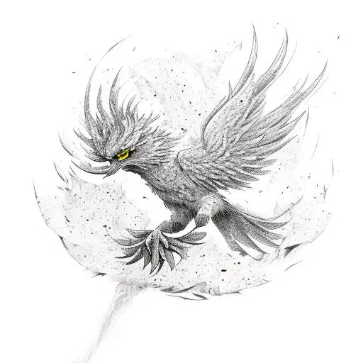 phoenix coming out of ash with flower petals around it tattoo design idea