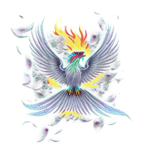 phoenix coming out of ash with flower petals around it tattoo design idea