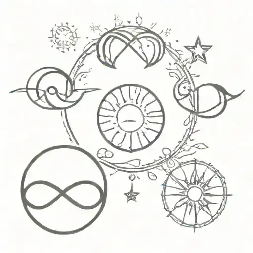 infinity heart moon sun tattoo design idea