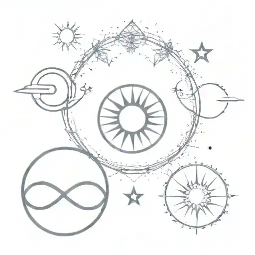 infinity heart moon sun tattoo design idea