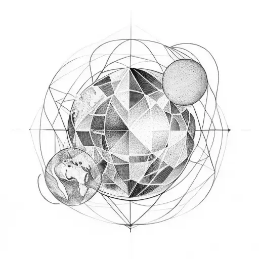 Geometric globe: A geometric representation of the Earth can be a unique and stylish tattoo design. The continents and l tattoo design idea