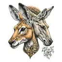 springbuck and kangaroo tattoo design idea