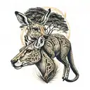 springbuck and kangaroo tattoo design idea