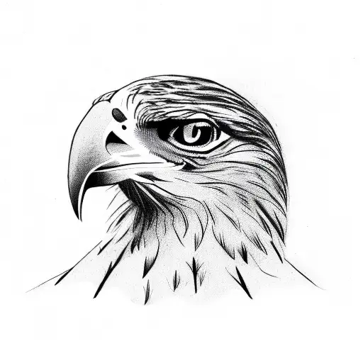 Hawk holding cannabis branch tattoo design idea
