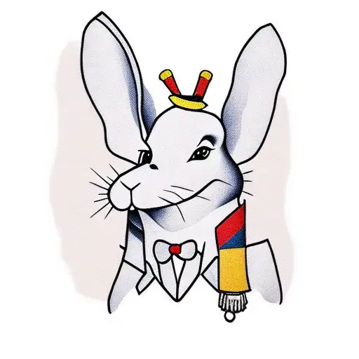 Rabbit from Goodnight Moon dressed as Mobster in pinstripe suit tattoo design idea