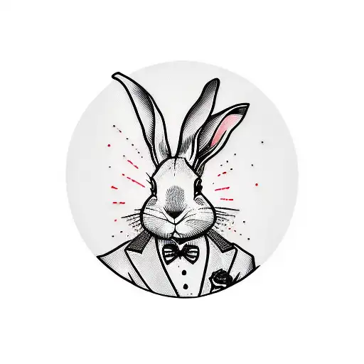 Rabbit Mobster in pinstripe suit tattoo design idea