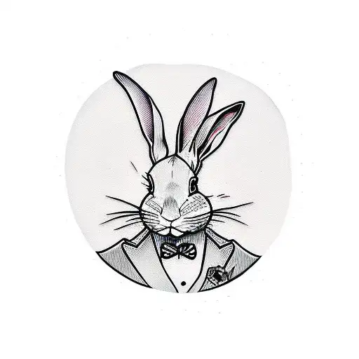 Rabbit Mobster in pinstripe suit tattoo design idea