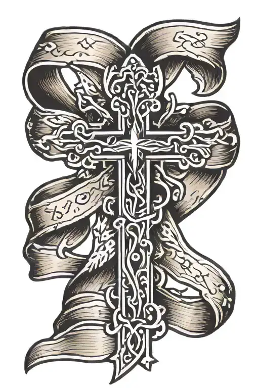 father cancer ribbon  cross  tattoo design idea