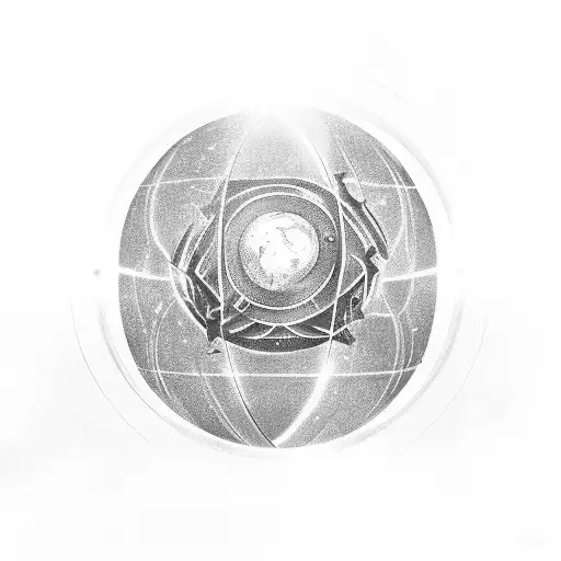 A shield protecting a glowing energy orb tattoo design idea