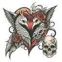 best friends, heart, macabre tattoo design idea
