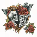 best friends, heart, macabre tattoo design idea