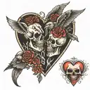 best friends, heart, macabre tattoo design idea